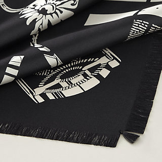 Grand Manege fringed scarf 80 - Brown | Hermès USA